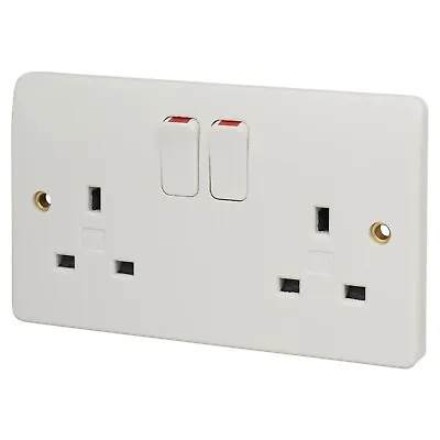 MK K2747WHI Logic Plus Double Switched Socket 2 Gang 13 Amp White Pack Of 5 • £24.99