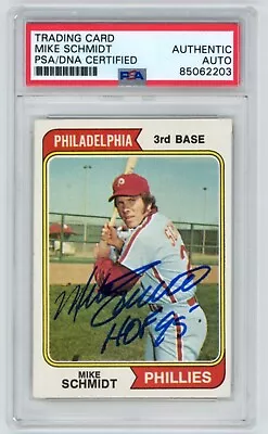 MIKE SCHMIDT  HOF 95  Signed 1974 Topps 2nd Year Baseball Card #283 PSA AUTO • $229