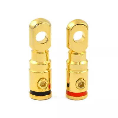 4 Or 8 Gauge AWG Gold Plated Set Screw Power Or Ground Ring Terminal (Pair) • $7.50