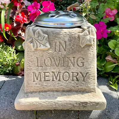 Stone Memorial Grave Vase In Loving Memory Antique Grey Flower Pot Ornament Gift • £42