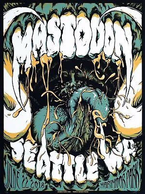 MASTODON - 18x24 Artist Signed Original Screenprint Show Poster - Seattle 2018 • $65