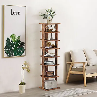 7-Tier Vertical Shoe Shelf Tall Shoe Rack Shoe Storage Stand For Narrow Closet • £27.99