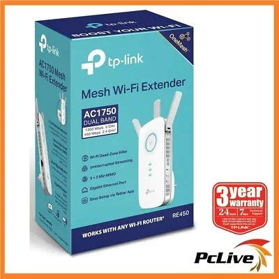 $109 • Buy TP-Link RE450 V4 1750Mbps Dual Band WiFi Range Extender OneMesh Wireless Gigabit