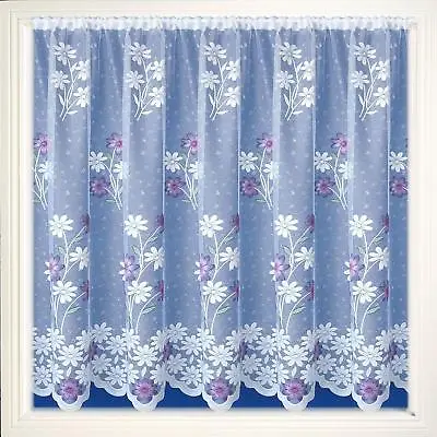 Primrose Daisy Flowers White Window Lace Net Curtain Sold By The Metre 2 Colours • £4.50