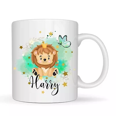 Children’s Personalised Lion Cup. Ceramic Kids 11oz Safari  Mug • £5.99