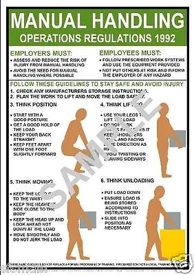 £3.99 • Buy Manual Handling Health And Safety Poster Sign Choose A4 Or A3 Work Shop Factory