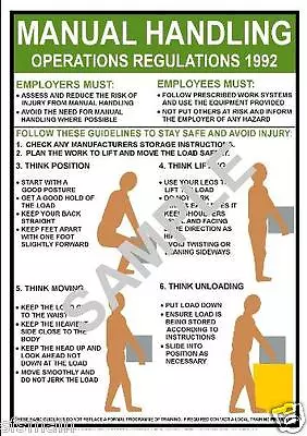 £3.99 • Buy Manual Handling Health And Safety Poster Sign Choose A4 Or A3 Work Shop Factory