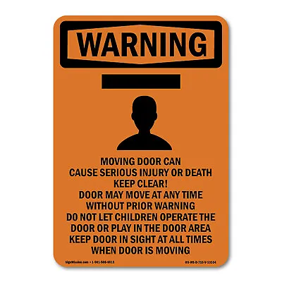 Moving Door Can Cause ANSI Warning Sign Metal Plastic Decal • $40.99