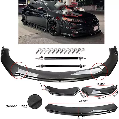 For Acura TL TLX ILX Front Bumper Lip Splitter Spoiler Carbon Fiber+Strut Rods • $69.99