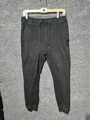 Zanerobe Jogger Pants Mens Size 30 Black Drawstring Elastic Waist Flat Front • $18.88