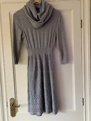 £15.50 • Buy Kew 159 Grey Merino Wool Dress With Matching Scarf- L (12)