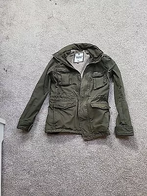 SUPERDRY Military Jacket Mens Small Khaki Green Cotton Great Britain Union Jack • £0.99