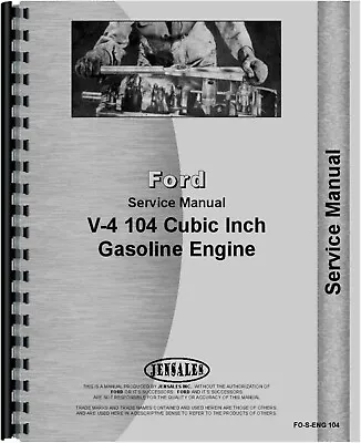 $40.99 • Buy Ford V4 Engine Service Shop Manual 104 Cubic Inch Gasoline