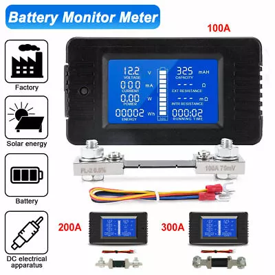 50-300A LCD Display DC Battery Monitor Meter 200V Voltmeter Amp For RV System • $33.84