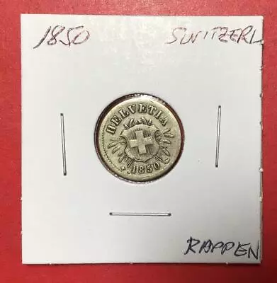 1850 Switzerland  Helvetia  Rappen! Old Swiss Coin! • $1.04