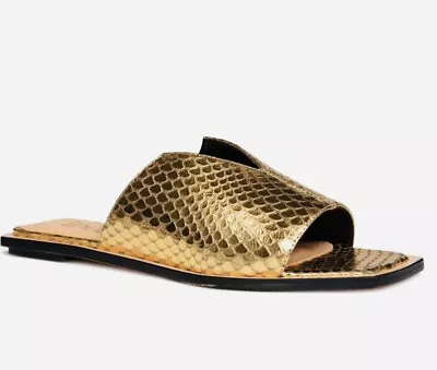 VICENZA Vannah Slip On Sandals Embossed Leather Pale Gold • $39.99