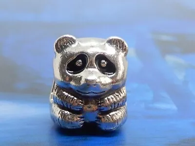 Retired Pandora Sterling Silver Black Enamel Panda Animal Bead - 790490EN16 • £26