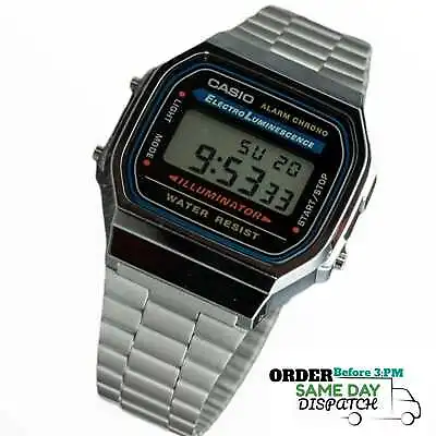 £21.99 • Buy  CASIO Retro Classic Unisex Digital Steel Bracelet Watch-A168WA- Silver-Warranty