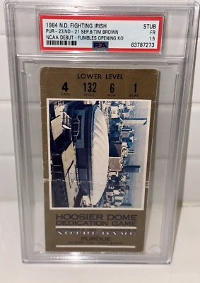 $194.99 • Buy 9/8/84 Purdue Notre Dame Tim Brown College NCAA Football Debut Ticket Stub PSA