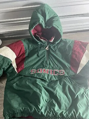 Vintage Seattle SONIC Mens Pull Over Starter Puffer Puffy Jacket L Clean • $275.49