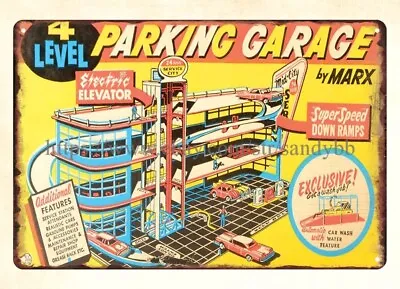 Bedroom Wall Decor MARX PARKING GARAGE SERVICE CENTER PLAY SETS Toy Tin Sign • $18.91