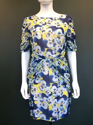 Olivia Rubin Size 14 Pure Silk Floral Lined Dress. Mint Condition. • £75