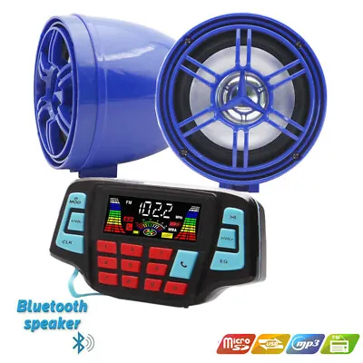 Motorcycle Bluetooth Audio Sound System MP3 FM Radio Stereo Speakers Waterproof • £43.19