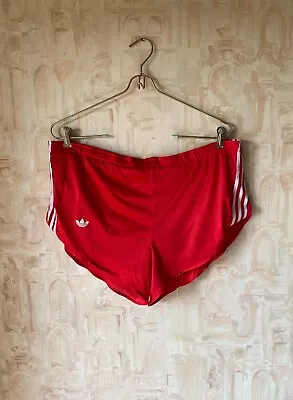 Adidas Originals Polyester Running Shorts Vintage 80s Red VTG • $49.25