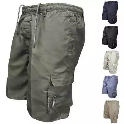 $15.99 • Buy Mens Elastic Waist Cargo Pockets Shorts Pants Work Wear Casual Short Trousers