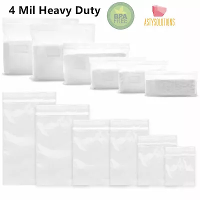 Clear 4 Mil Heavy Duty Reclosable Zip Plastic Lock Poly Bags Jewelry Zipper Bags • $9.65