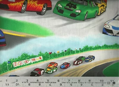 Cranston VIP ~ Nascar Type Stock Car Race Track ~ 100% Cotton Quilt Fabric BTY • $14.99