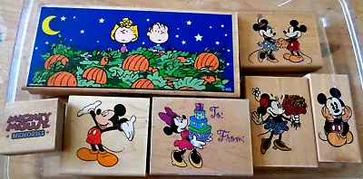 Lot Of 7 Wood Craft Stampers - Charlie Brown Mickey Mouse - Free Shipping • $10