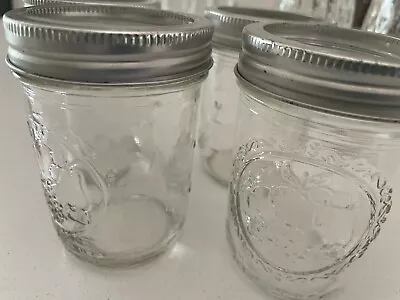 Ball Clear Crystal Jelly Jars Glass With Lids Bands 8 Oz Set Of 4 • $12.86