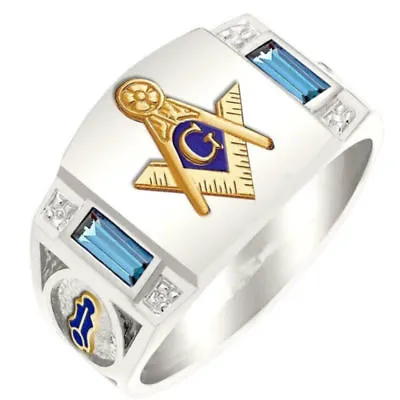 $2.05 • Buy Freemason Blue Crystal Rings Punk Masonic Alloy Men Jewelry Ring Size 7-14