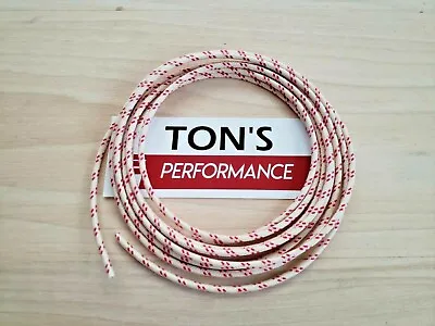 10 Feet Vintage Braided Cloth Covered Primary Wire 16 Ga Gauge White  W/ Red  • $6.99