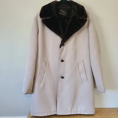 Vintage Cal Craft Faux Fur Lined Jacket Trench Coat See Measurements • $35