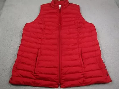 J Jill Vest Womens 3X Red Down Puffer Full Zip Pockets Outdoor Casual • $34.97