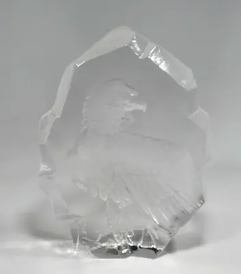 Mats Jonasson Crystal Etched American Eagle Sculpture Paperweight Made In Sweden • $95