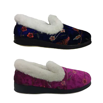 Ladies Slippers Panda Emille Fluffy Comfort Slipper Wider Fit Stitch Detail Velo • $49.95