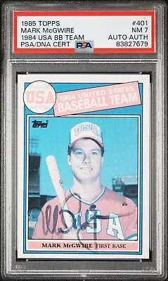 1985 Topps # 401 Signed Mark Mcgwire Psa 7 Nm Psa/dna Auto 10 • $125