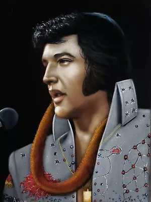 Elvis Presley Vegas Jumpsuit. Size 24 X18  . Black Velvet Oil Painting A533-Ba06 • $156.75