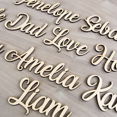 Personalised Script Child's Names & Words Wedding Wooden Names MDF Art Craft L&S • £1.19