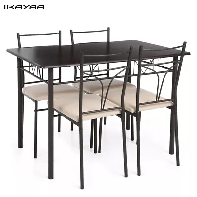 IKayaa Dining Table Set Kitchen Table 4 Chair Home Kitchen Industrial Style Q0V3 • $139.99