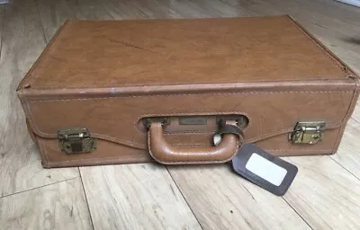 Vtg Samsonite Briefcase Attache Faux Leather Brown Suitcase Luggage Bag Vtg Prop • $60