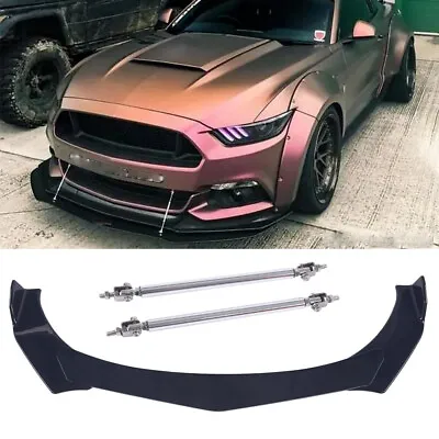 For Ford Mustang Front Bumper Lip Spoiler Lower Splitter Black And Strut Rods • $38.44