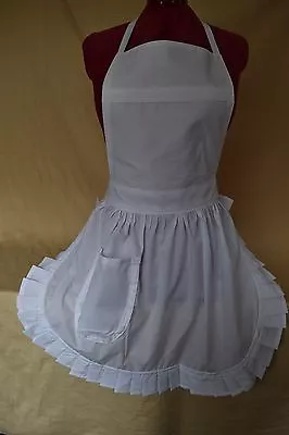 £25.99 • Buy RETRO VINTAGE 50s STYLE FULL APRON / PINNY - WHITE