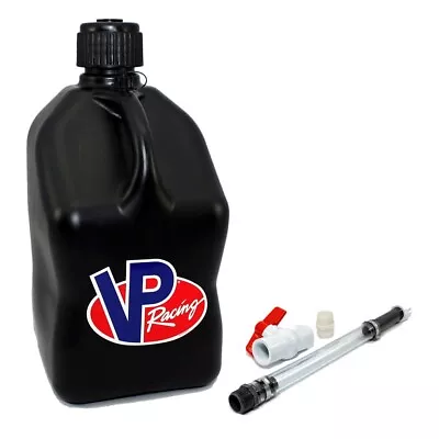VP Fuel Black 5 Gallon Racing Fuel Gas Jug + 1 Filler Hose W/ Shut Off Valve Kit • $46.95