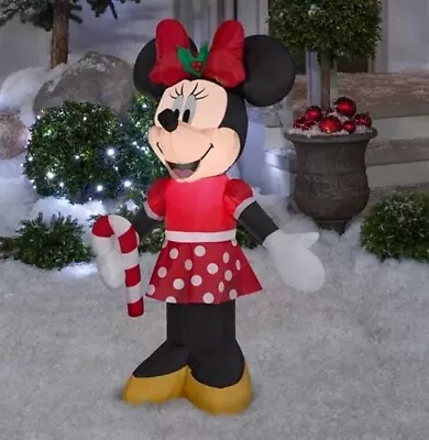 Christmas Inflatable Minnie Mouse With Candy Cane Holiday Indoor Outdoor Decor • $61.97