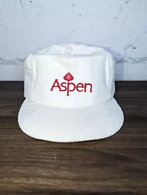 Vintage 80's Aspen Colorado Ski Resort Corduroy White Adjustable Hat Colorado  • $44.98