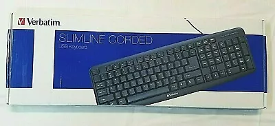 Verbatim Slimline Corded Usb Keyboard Black With Cable Connectivity  Usb 2.0 • $10.50